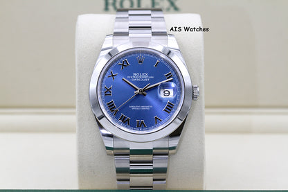 BNIB Rolex Datejust 41MM 126300 Blue Roman Dial Oyster Bracelet B&P