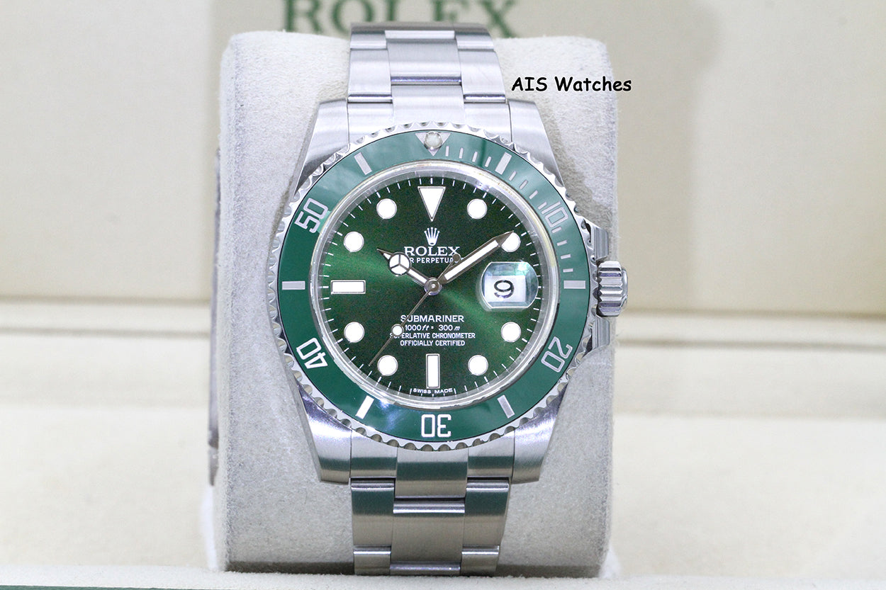 Rolex Submariner 116610LV HULK Green Dial and Ceramic Bezel 2016 Box & Paper