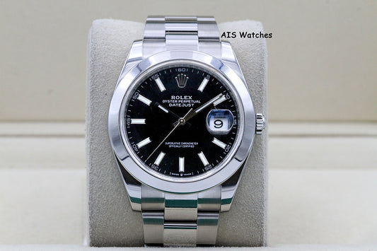 Rolex Datejust 41MM 126300 Black Stick Dial Oyster Bracelet 2021 B&P