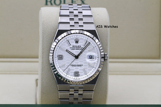 BNIB Rolex 127334 Land Dweller 40MM White Dial Stainless Steel Flat Jubilee B&P