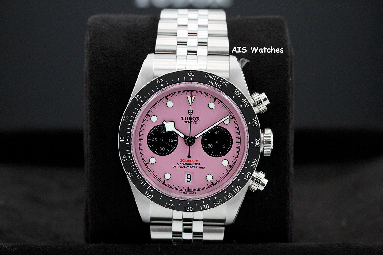 Tudor 79360N Black Bay Chronograph 41MM Pink Dial SS Jubilee Bracelet B&P