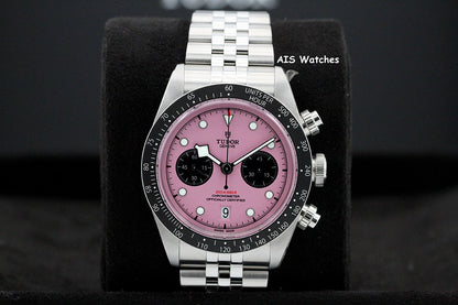 Tudor 79360N Black Bay Chronograph 41MM Pink Dial SS Jubilee Bracelet B&P