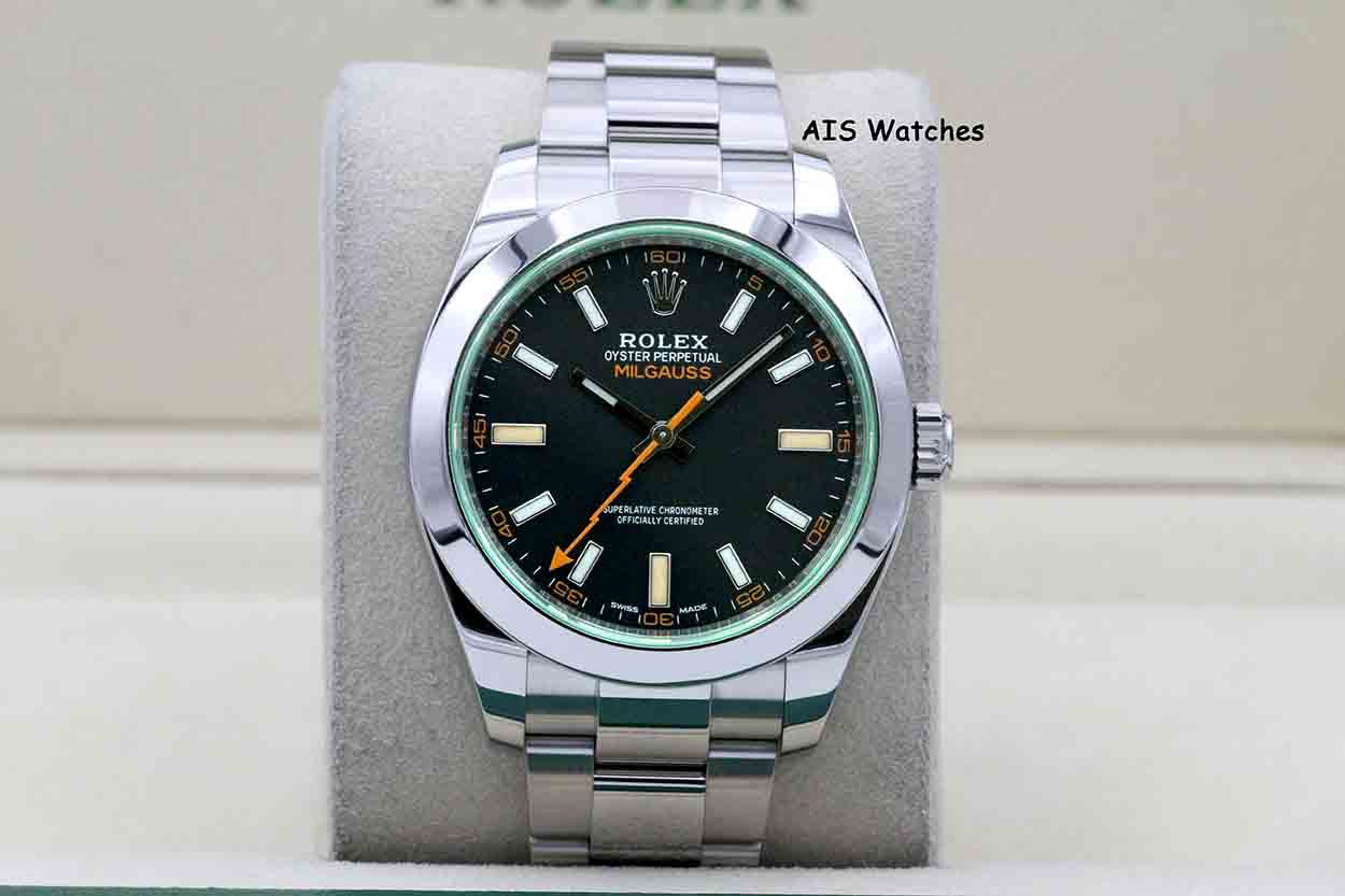 Rolex Milgauss 116400 GV Green Crystal Black Dial 2021 Box & Papers