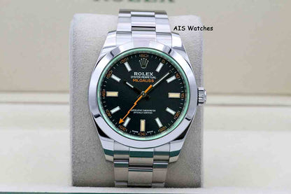 Rolex Milgauss 116400 GV Green Crystal Black Dial 2021 Box & Papers