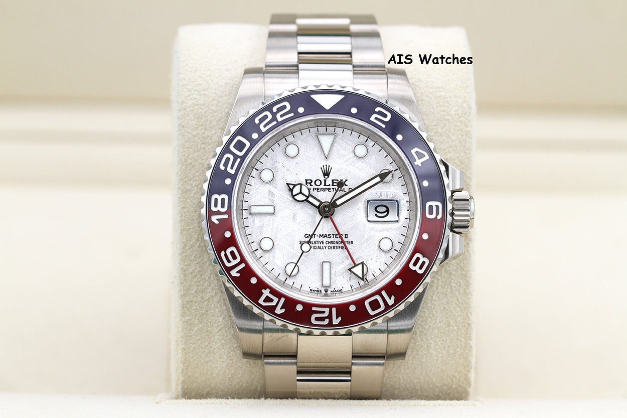 Rolex GMT-Master II 126719BLRO Meteorite Dial Pepsi 18K WG Box & Papers