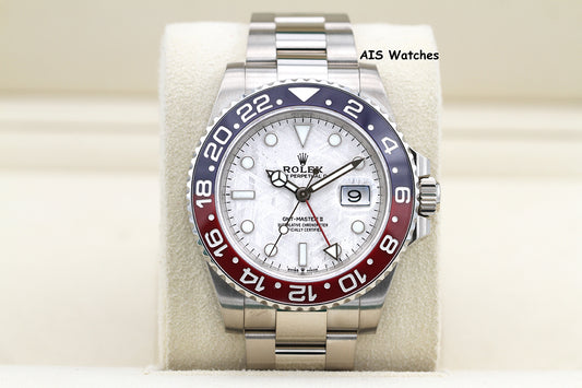 Rolex GMT-Master II 126719BLRO Meteorite Dial Pepsi 18K WG Box & Papers