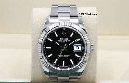 Rolex Datejust 41MM 126334 Black Stick Dial Oyster 2018 Box & Papers