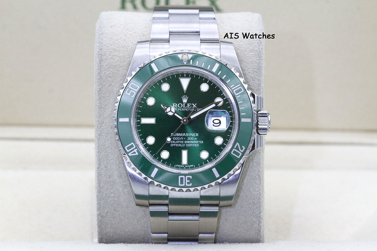 Rolex Submariner 116610LV HULK Green Dial and Ceramic Bezel 2016 Box & Paper