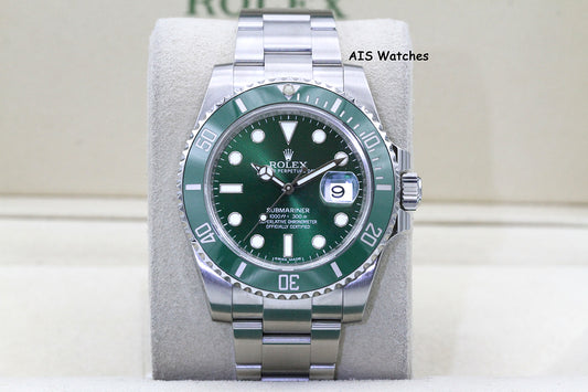 Rolex Submariner 116610LV HULK Green Dial and Ceramic Bezel 2016 Box & Paper