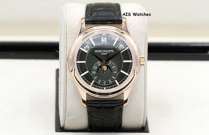 Patek Philippe Annual Calendar 5205R Rose Gold Green Dial Box & Papers