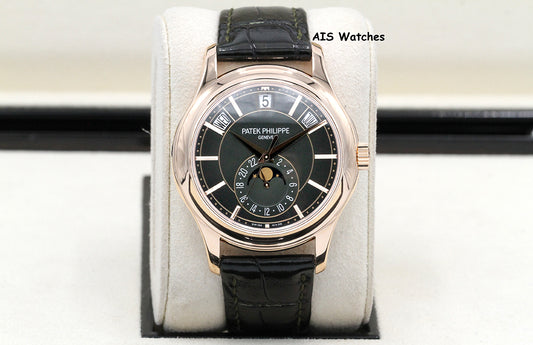 Patek Philippe Annual Calendar 5205R Rose Gold Green Dial Box & Papers