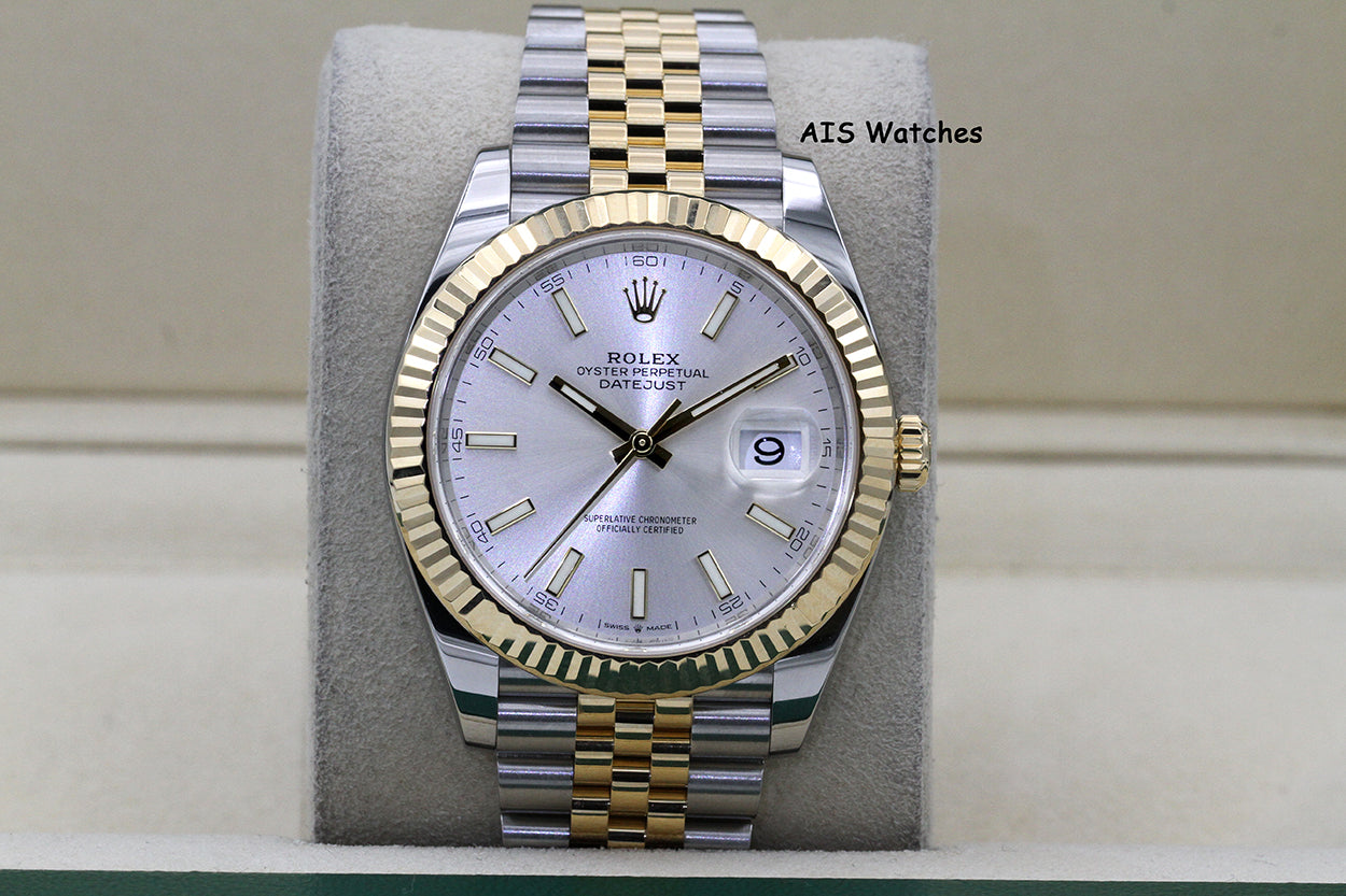 Rolex 126333 DateJust 41MM 18K YG/SS Silver Stick Dial Jubilee Bracelet 2022 Box & Papers
