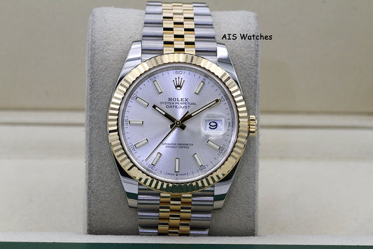 Rolex 126333 DateJust 41MM 18K YG/SS Silver Stick Dial Jubilee Bracelet 2022 Box & Papers