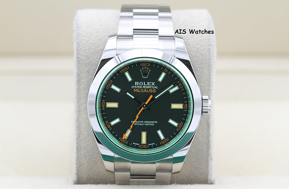 Rolex Milgauss 116400GV Black Dial / Green Crystal 2022 Box & Papers