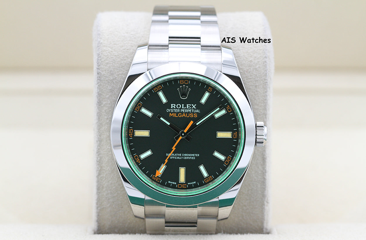 Rolex Milgauss 116400GV Black Dial / Green Crystal 2022 Box & Papers