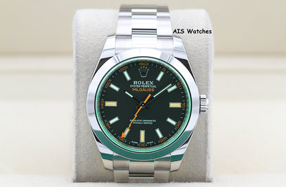 Rolex Milgauss 116400GV Black Dial / Green Crystal 2022 Box & Papers