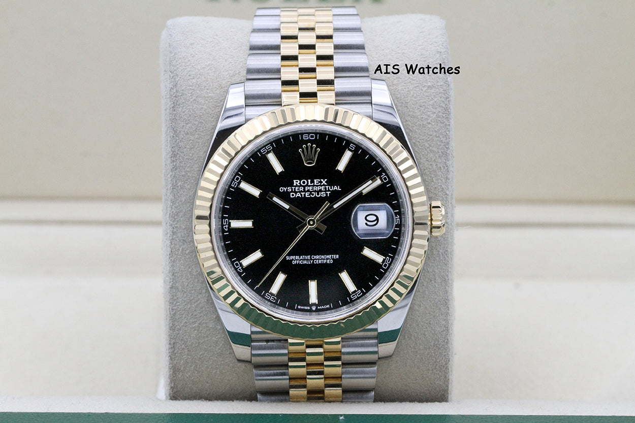 Rolex 126333 DateJust 41MM 18K YG/SS Black Stick Dial Jubilee Bracelet 2021 B&P