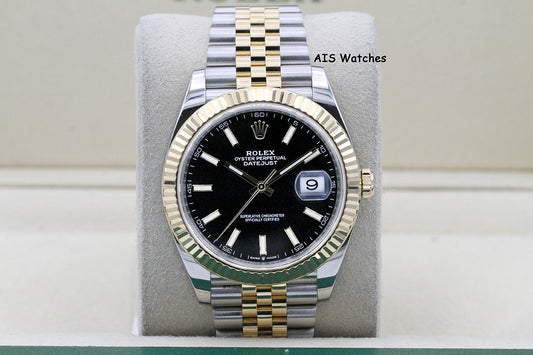 Rolex 126333 DateJust 41MM 18K YG/SS Black Stick Dial Jubilee Bracelet 2021 B&P