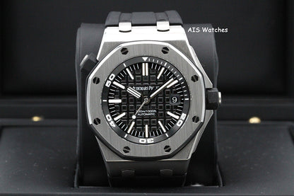 Audemars Piguet 15710ST Royal Oak Offshore Diver Black Dial 42MM Box & Papers