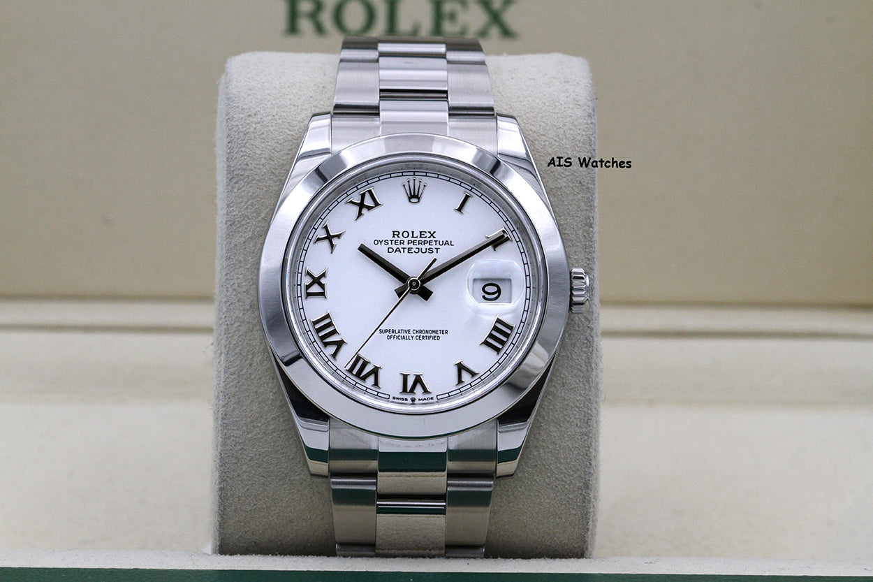 Rolex Datejust 41MM 126300 White Roman Dial Oyster Bracelet 2021 B&P