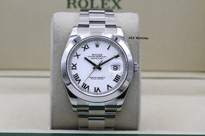 Rolex Datejust 41MM 126300 White Roman Dial Oyster Bracelet 2021 B&P