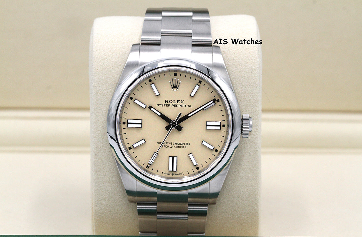 BNIB Rolex 134300 Oyster Perpetual 41 MM Beige Dial Box & Paper