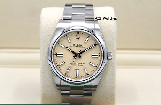 BNIB Rolex 134300 Oyster Perpetual 41 MM Beige Dial Box & Paper