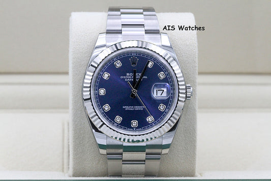 BNIB Rolex Datejust 41MM 126334 Blue Diamond Dial Oyster Box & Papers