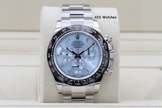 BNIB Rolex 116506 Platinum Daytona Cosmograph Ice Blue Diamond Dial Platona B&P