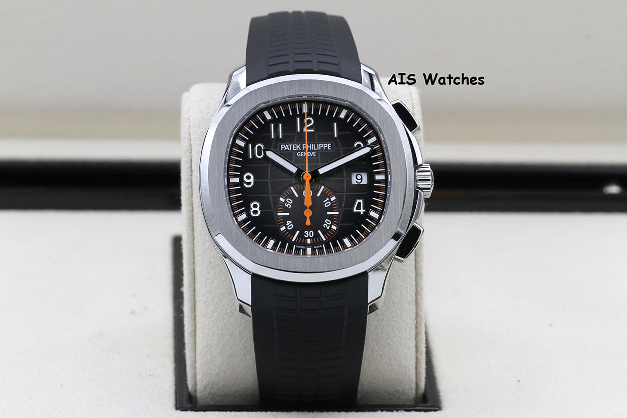BNIB Patek Philippe 5968A Aquanaut Chronograph SS 42.2MM Orange/Black Strap B&P
