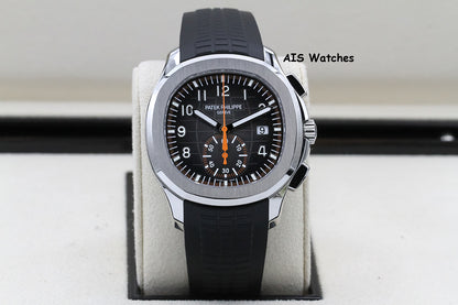 BNIB Patek Philippe 5968A Aquanaut Chronograph SS 42.2MM Orange/Black Strap B&P