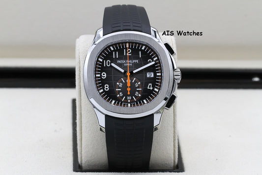 BNIB Patek Philippe 5968A Aquanaut Chronograph SS 42.2MM Orange/Black Strap B&P