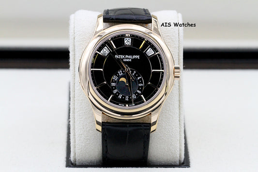 Patek Philippe Annual Calendar 5205R Rose Gold Black Dial Box & Papers