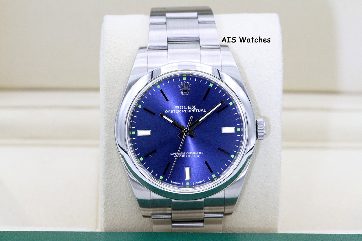 Rolex 114300 Oyster Perpetual 39MM Blue Dial 2018 Box & Paper