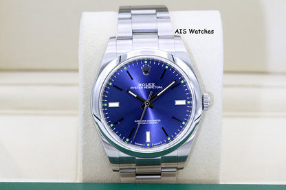 Rolex 114300 Oyster Perpetual 39MM Blue Dial 2018 Box & Paper