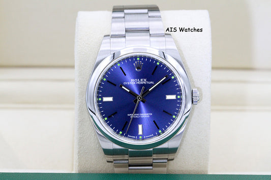 Rolex 114300 Oyster Perpetual 39MM Blue Dial 2018 Box & Paper