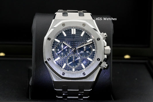 BNIB Audemars Piguet 26715ST Royal Oak Chronograph Blue Dial 38MM Box & Papers