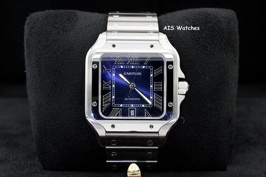BNIB Cartier Santos De Cartier Large Steel WSSA0030 Blue Dial 39.8MM B&P