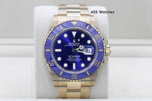 BNIB Rolex Submariner Ceramic 126618LB 41MM 18K Yellow Gold Sunburst Blue Dial Box & Papers