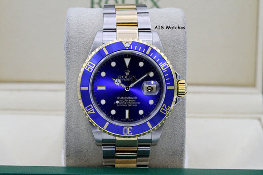 Rolex Submariner 16613 P Serial Blue Dial Box & Papers