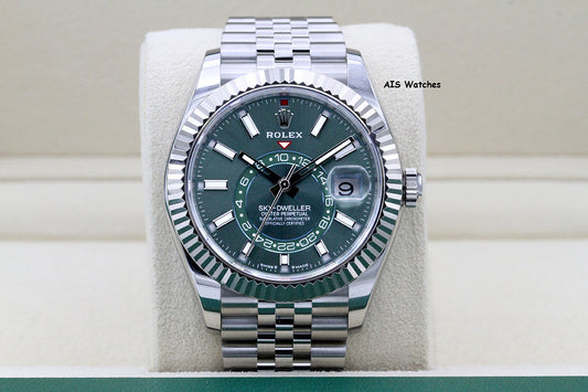 Rolex 326934 Sky-Dweller Stainless Steel Green Dial Jubilee 2024 Box & Papers
