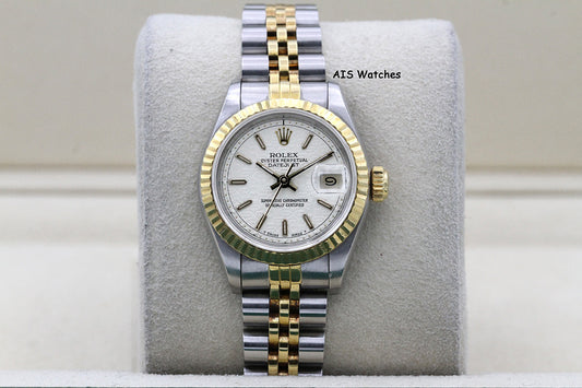 Rolex Ladies Two-Tone DateJust 69173 White Computer Dial 26MM R Serial - 1988 with Papers