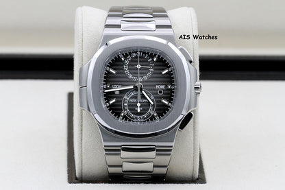 Patek Philippe Nautilus 5990/1A Chronograph Travel Time Grey Dial Box & Paper
