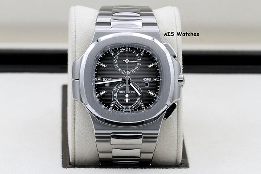 Patek Philippe Nautilus 5990/1A Chronograph Travel Time Grey Dial Box & Paper