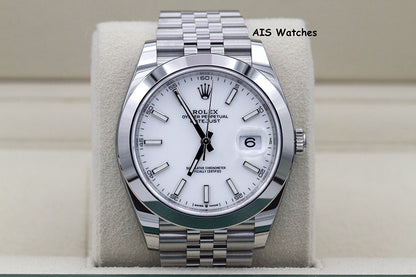 BNIB Rolex Datejust 41MM 126300 White Stick Dial Jubilee Bracelet B&P