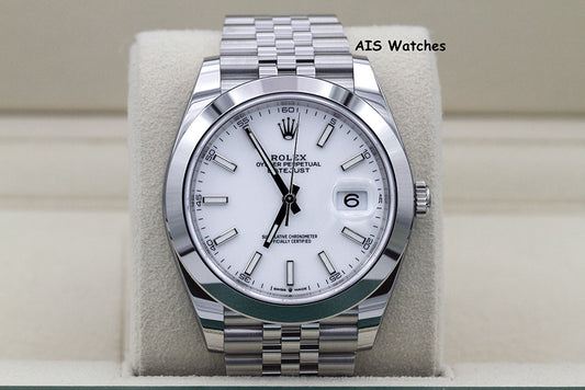 BNIB Rolex Datejust 41MM 126300 White Stick Dial Jubilee Bracelet B&P