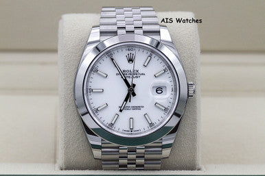 BNIB Rolex Datejust 41MM 126300 White Stick Dial Jubilee Bracelet B&P