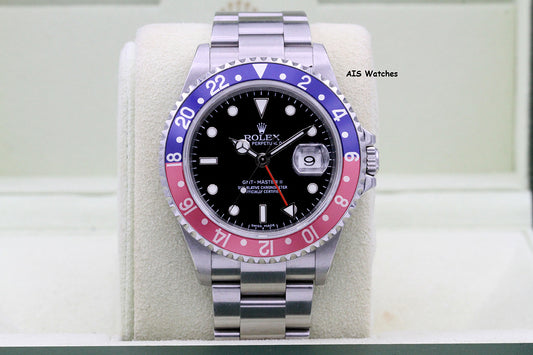Rolex GMT Master II 16710 3186 Z Serial Pepsi / Black Insert Box & Papers