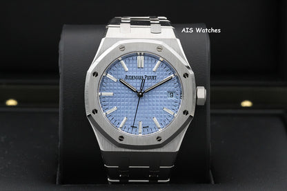 BNIB Audemars Piguet 15550ST Royal Oak Ice Blue Dial 37MM Box & Papers