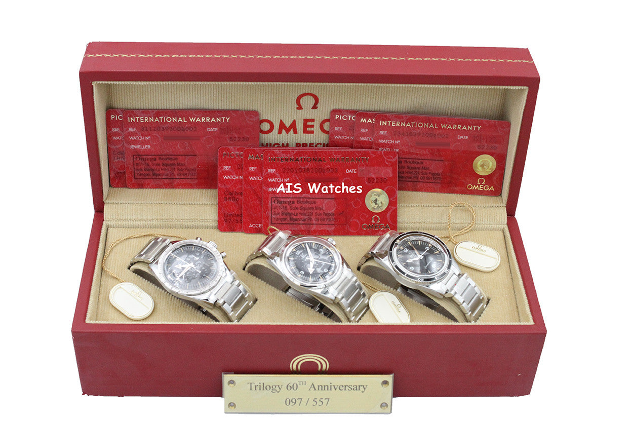 BNIB Omega 1957 Trilogy Edition 557 LIMITED 60th Anniversary Set 3 Watches B&P